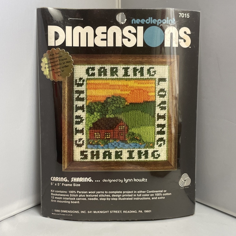 NEW 80s Dimensions Crewel Kit 7015 Caring Sharing 5" By Lynn Kowitz Persian Wool